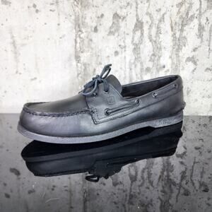 COND 9 out of 10 Sperry Top Sider Mens Boat Shoes Size 10.5 Wide Black Leather